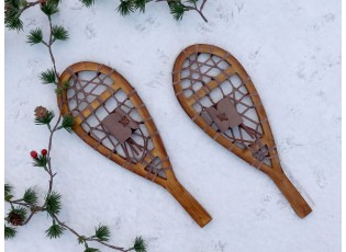 Hnědá antik dekorace sněžnice Snowshoes Vintage - 23*3*36 cm