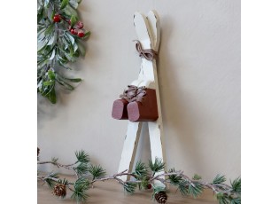 Bílá antik dřevěná dekorace lyže s botami Ski Vintage - 33*12*7 cm