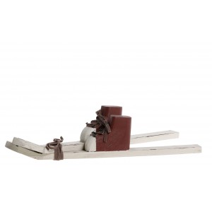 Bílá antik dřevěná dekorace lyže s botami Ski Vintage - 33*12*7 cm
