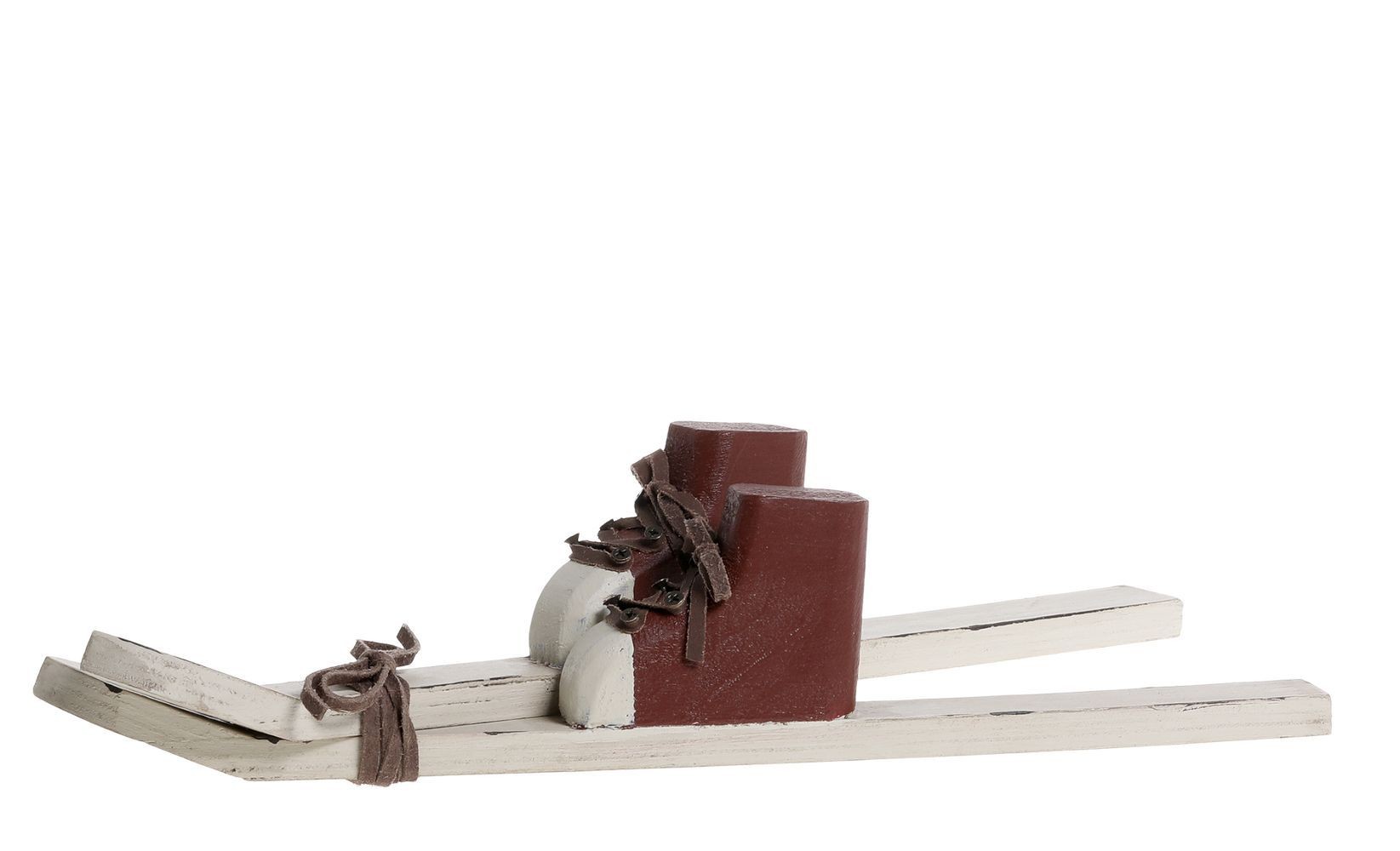 Bílá antik dřevěná dekorace lyže s botami Ski Vintage - 33*12*7 cm