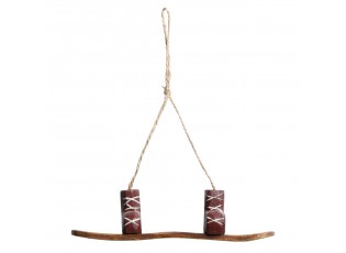 Hnědo-višňová vánoční ozdoba Snowboard Vintage - 5*3*17 cm 