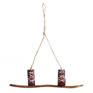 Hnědo-višňová vánoční ozdoba Snowboard Vintage - 5*3*17 cm 