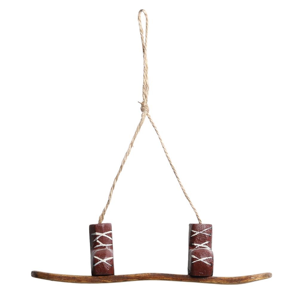Hnědo-višňová vánoční ozdoba Snowboard Vintage - 5*3*17 cm 