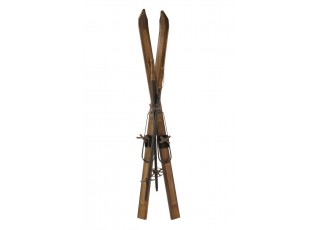 Hnědá dřevěná dekorace lyže Ski Vintage - 5,5*120 cm 