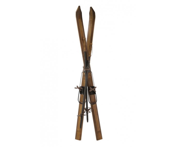 Hnědá dřevěná dekorace lyže Ski Vintage - 5,5*120 cm Chic Antique