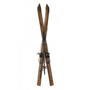 Hnědá dřevěná dekorace lyže Ski Vintage - 5,5*120 cm 