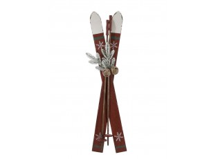 Višňová dřevěná dekorace lyže Ski Vintage - 6*74 cm 