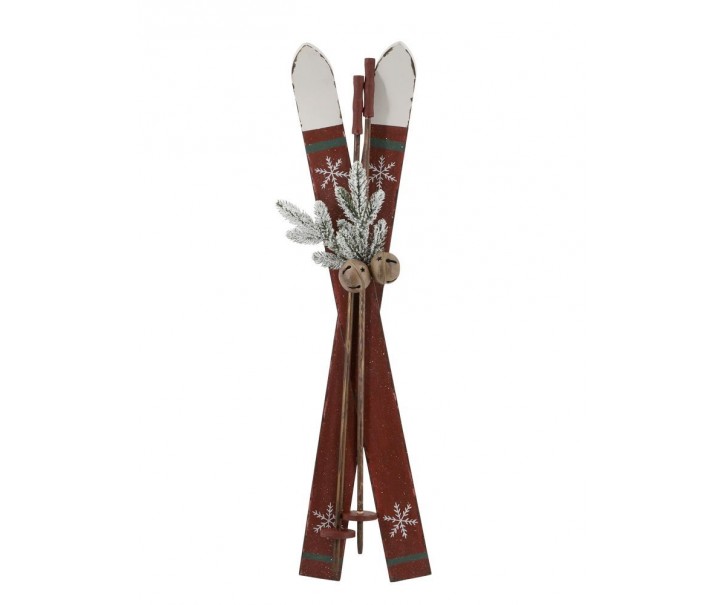 Višňová dřevěná dekorace lyže Ski Vintage - 6*74 cm Chic Antique