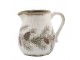 Béžový baňatý keramický džbán s jedlovou girlandou - 13*16*15,5 cm Chic Antique