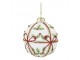Bílá skleněná vánoční ozdoba koule s cesmínou - Ø 8 cm Chic Antique