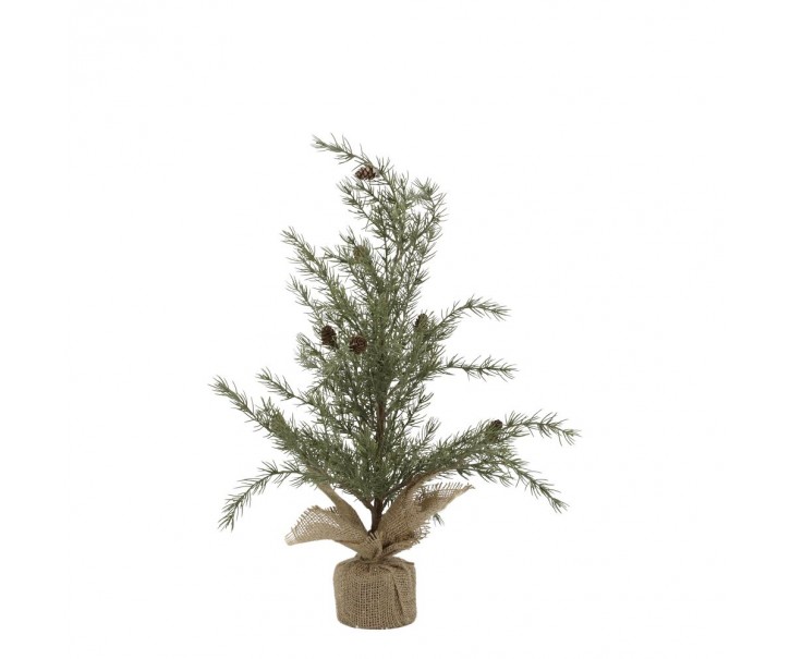 Zelený vánoční borovicový stromek v jutě a se šiškami Pine Tree - 60 cm Chic Antique