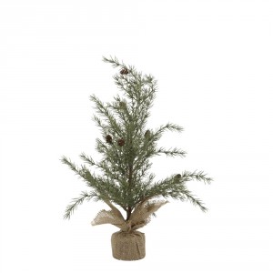 Zelený vánoční borovicový stromek v jutě a se šiškami Pine Tree - 60 cm