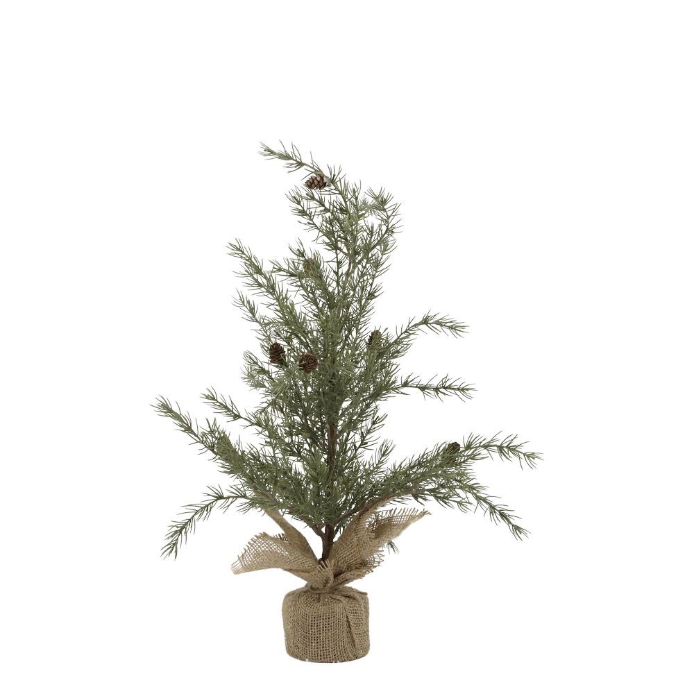 Zelený vánoční borovicový stromek v jutě a se šiškami Pine Tree - 60 cm
