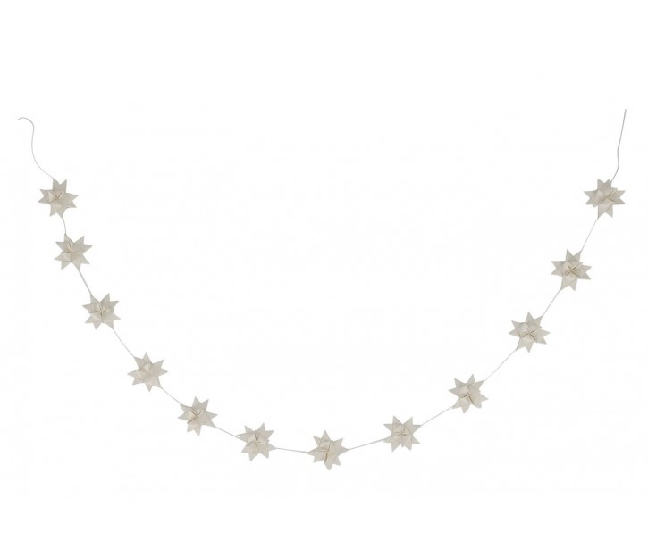 Bílá antik závěsná girlanda s papírovými hvězdami Stars - 160 cm Chic Antique