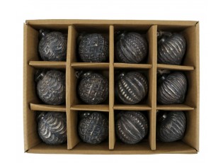 12ks mocca antik skleněná vánoční ozdoba koule ChicAnt - Ø 5,5*6 cm