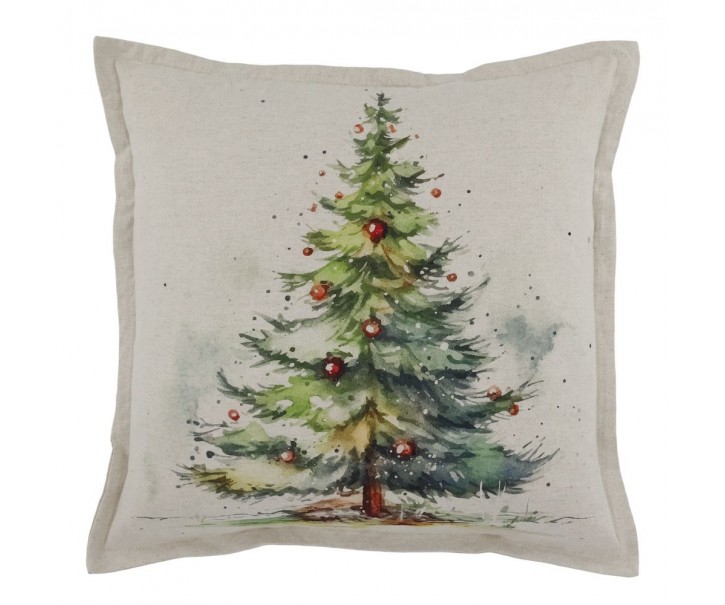 Béžový povlak na polštář s vánočním stromkem Aix - 50*50 cm Chic Antique