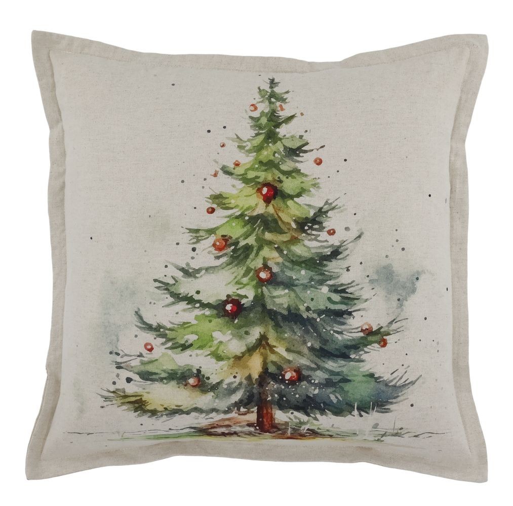 Béžový povlak na polštář s vánočním stromkem Aix - 50*50 cm