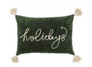Zelený sametový povlak na polštář se střapci Aix Holidays - 50*35 cm