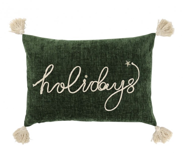 Zelený sametový povlak na polštář Aix Holidays - 50*35 cm Chic Antique