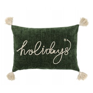 Zelený sametový povlak na polštář Aix Holidays - 50*35 cm