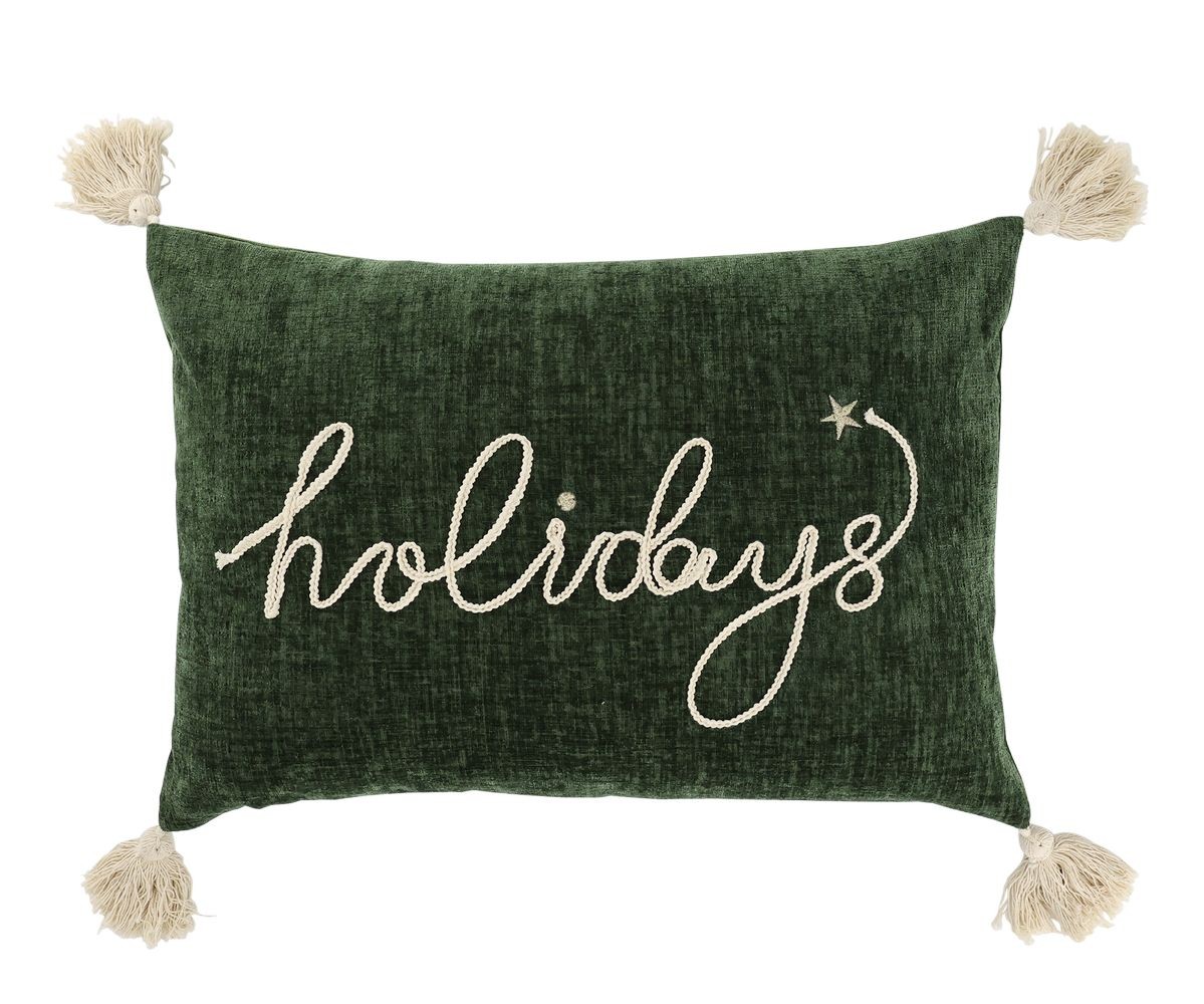 Zelený sametový povlak na polštář Aix Holidays - 50*35 cm