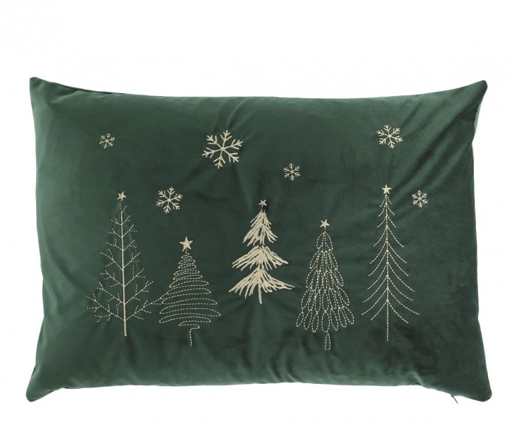Zelený mechový sametový povlak na polštář se stromky Aix - 50*35 cm Chic Antique