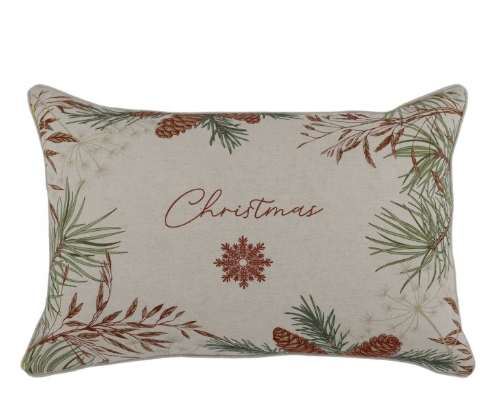 Béžový povlak na polštář s jedličkou Aix Christmas - 50*35 cm Chic Antique