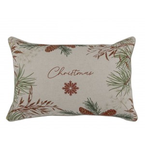 Béžový povlak na polštář s jedličkou Aix Christmas - 50*35 cm