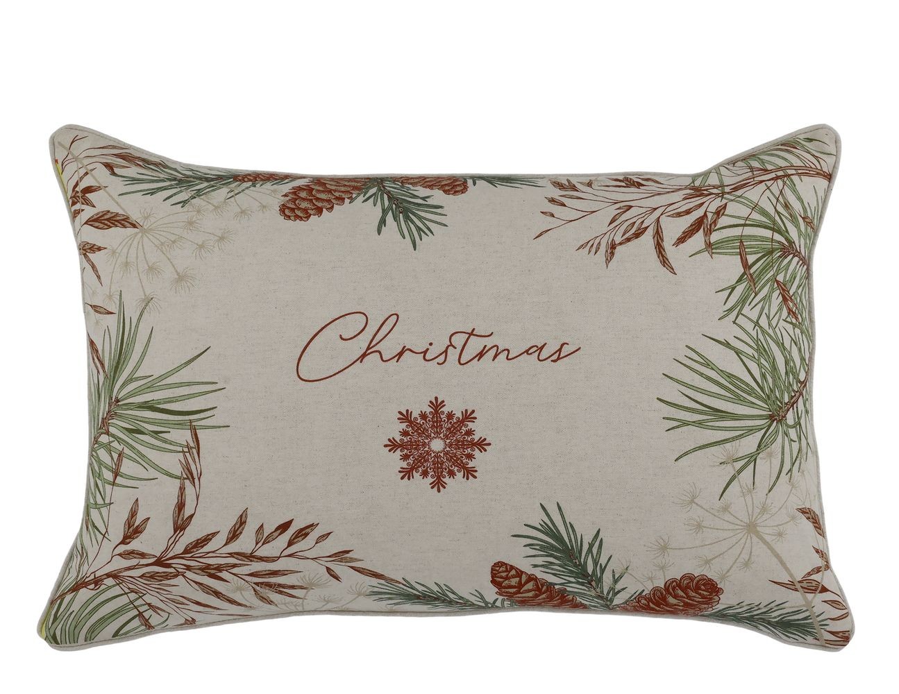 Béžový povlak na polštář s jedličkou Aix Christmas - 50*35 cm