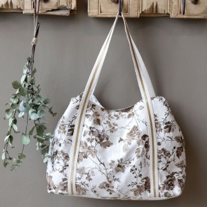 Béžová taška se zlatými vyšívanými listy Anniversary Shopper - 58*32 cm