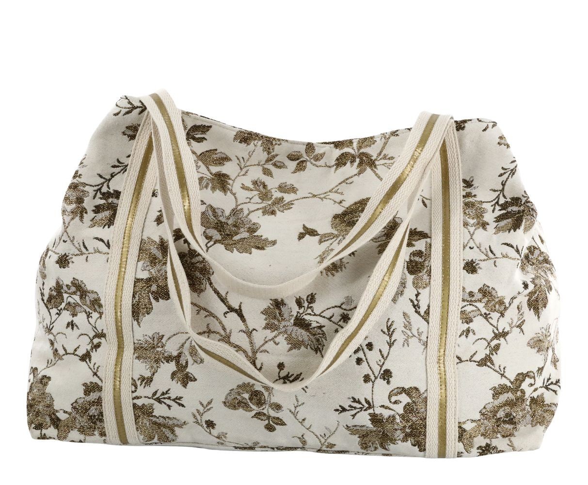 Béžová taška se zlatými vyšívanými listy Anniversary Shopper - 58*32 cm