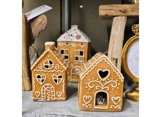 Hnědá perníková LED chaloupka Gingerbread Cott - 7*6*12 cm