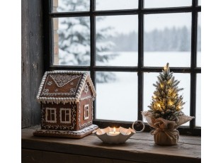 Vánoční perníková chaloupka s Led světýlky Gingerbread House - 13*13*15 cm / 3*AAA