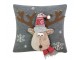 Šedý vánoční dekorační polštář sob Rudolf - 40*40*7cm Mars & More 