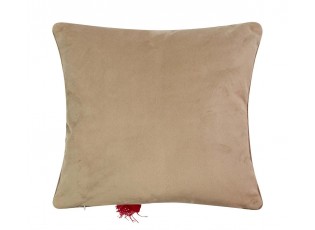 Béžový vánoční dekorační polštář sob Rudolf - 40*40*7cm