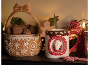 Bílý vánoční keramický hrnek Santa Claus - 14*10*10 cm / 375 ml