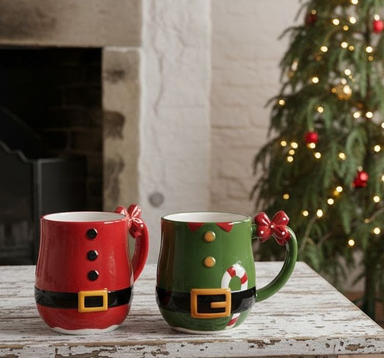 Zelený keramický hrnek Santa Claus - 13*9*10 cm / 400 ml