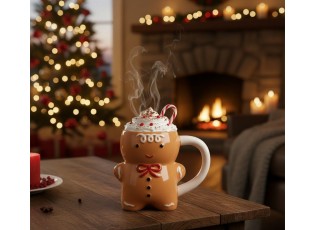 Hnědý keramický hrnek Perníček Gingerbread - 14*8*11 cm / 300 ml