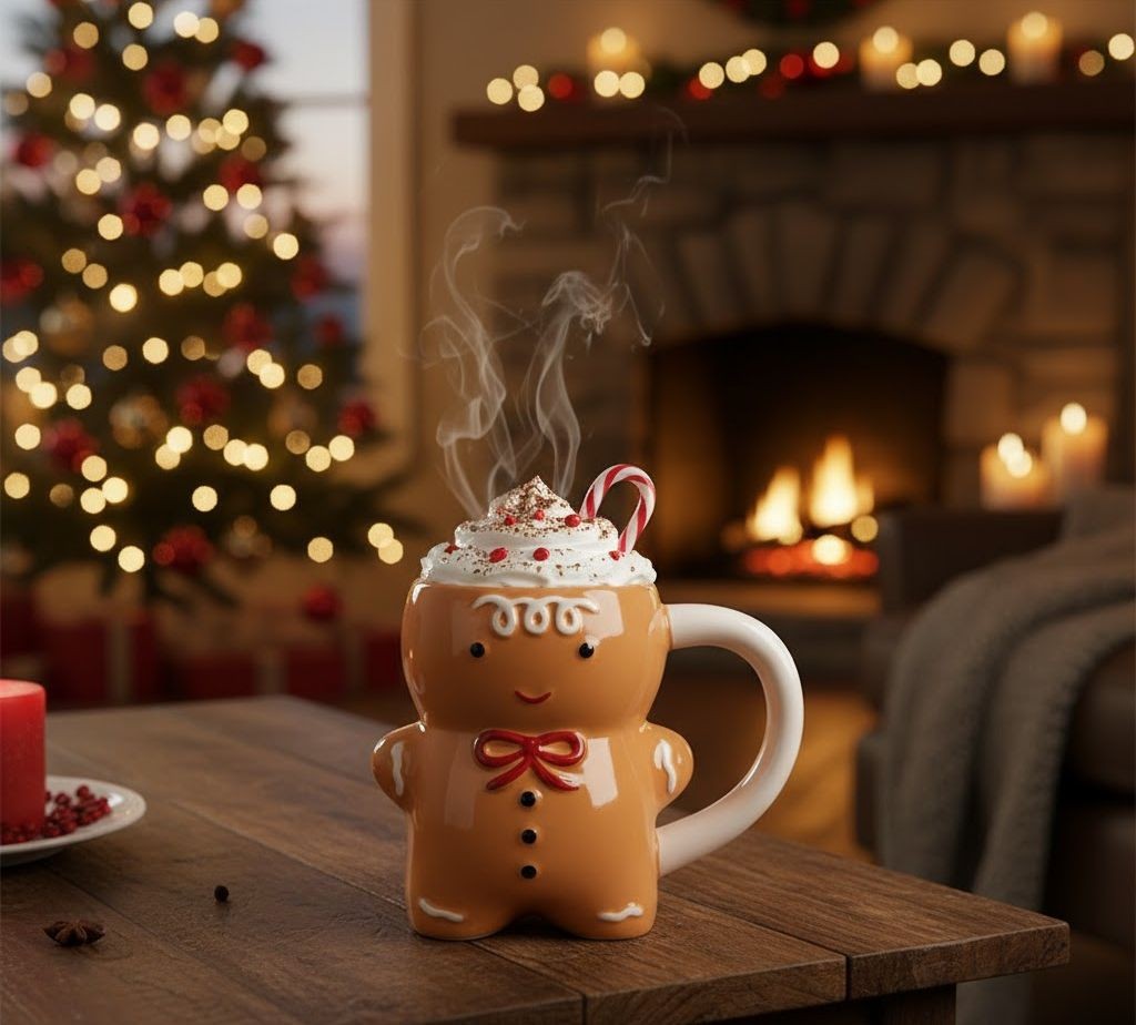 Hnědý keramický hrnek Perníček Gingerbread - 14*8*11 cm / 300 ml