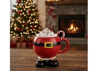 Červený keramický hrnek Santa Claus - 14*11*11 cm / 400 ml