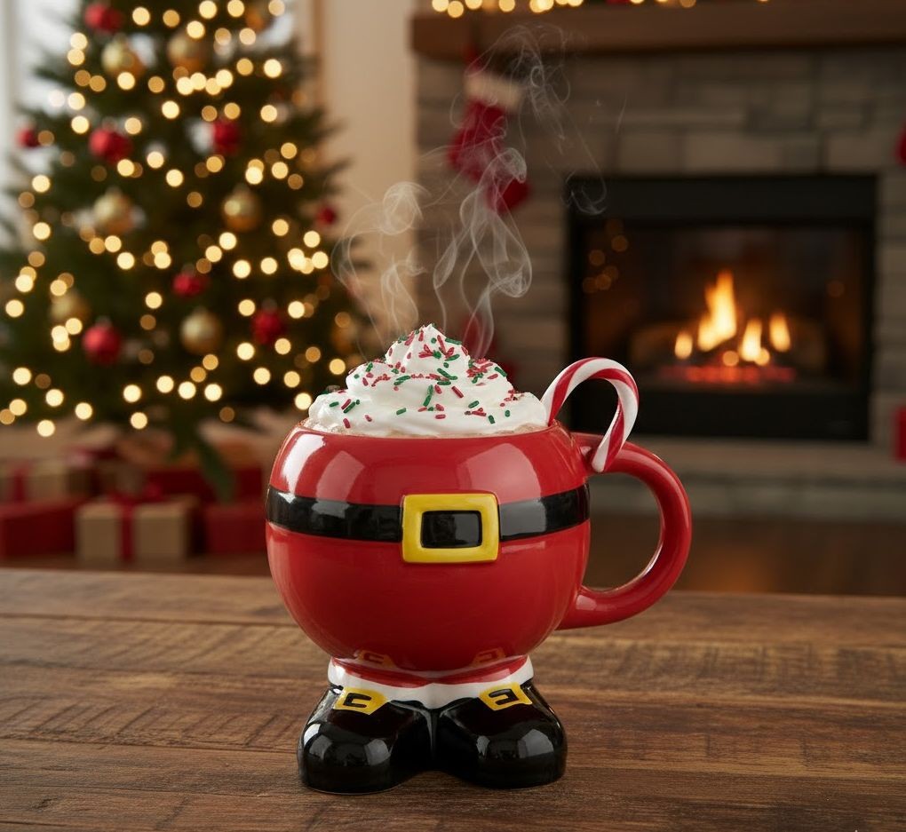 Červený keramický hrnek Santa Claus - 14*11*11 cm / 400 ml
