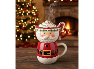 Červený keramický hrnek Santa Claus - 15*12*17 cm / 400 ml / 500 ml