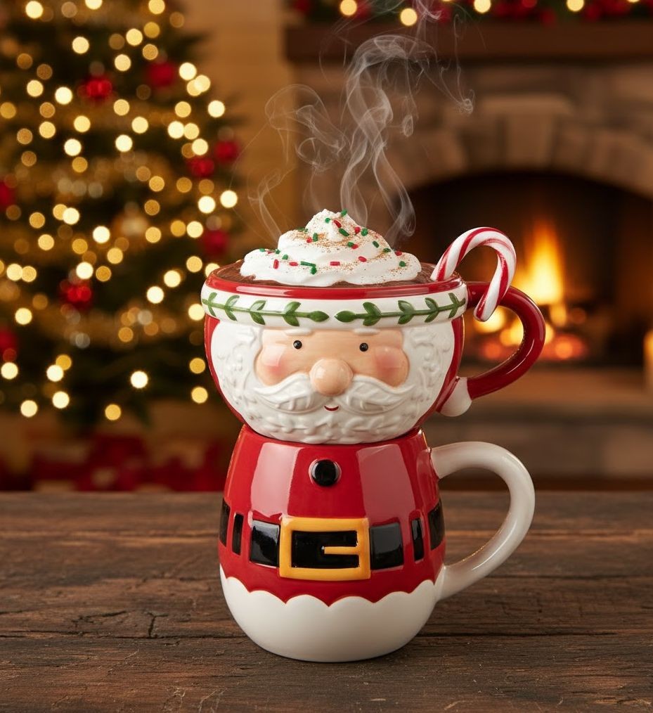 Červený keramický hrnek Santa Claus - 15*12*17 cm / 400 ml / 500 ml