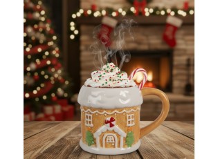 Hnědý hrnek perníková chaloupka Gingerbread - 13*9*9 cm / 300 ml