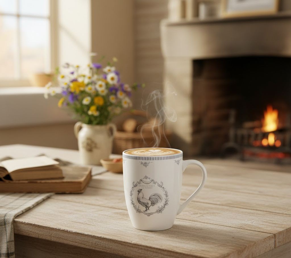 Porcelánový hrnek s kohoutem Devine French Roster - 12*8*10/ 350ml Clayre & Eef Porcelánový hrnek s kohoutem Devine French Roster - 12*8*10/ 350ml Clayre & Eef