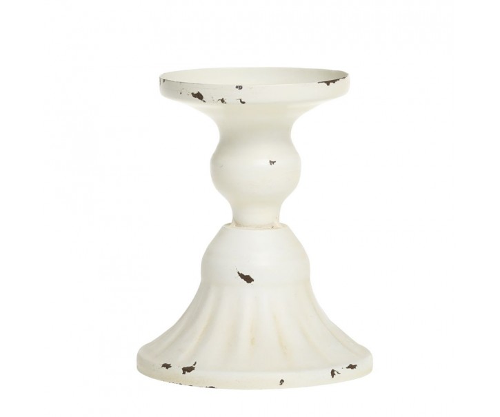 Krémový antik dekorační svícen na úzkou svíčku Livia - Ø 7*9 cm Chic Antique