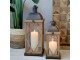 Set 2ks přírodní antik dřevěná lucerna Frencia - 24*24*67/ 17*17*46 cm Chic Antique