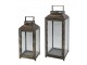Set 2ks zlatá antik kovová lucerna Jannie - 20*20*56/ 16*16*41 cm Chic Antique