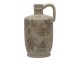 Béžová antik keramická váza s ouškem a květy Melun - Ø 13*25 cm Chic Antique
