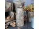 Béžová antik keramická váza s podzimními květy Melun - Ø 8*20 cm Chic Antique